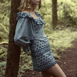 Dôen Franique Mini Dress in Azure Paris Gingham